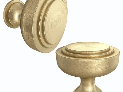 Golden Brass Door Knobs Featuring Decorative Design And Smooth Surface In Two Angles 3d model