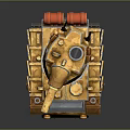 Golden Tank with Number 68 Two Antennas Cannon and Tracks 3D Model Design