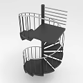 Modern Spiral Staircase With Black Steps Metallic Handrail Curved Railing And Central Column