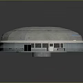 Modern Domed Building Exterior With Circular Top Opening And Base Horizontal Lines 3d model
