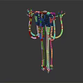 3D Sci fi Mechanical Creature With Red Tentacles And Octopus Like Structure
