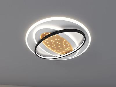 Contemporary Circular LED Ceiling Light Featuring Double Ring Design And Warm White Illumination 3d model