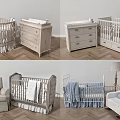 Modern Baby Crib With Matching Changing Table And Storage Drawers For Nursery