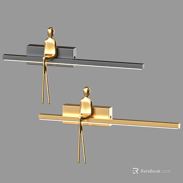 Modern Wall Lamps With Sculptural Human Figure Design In Gold And Silver Metal 3d model 
