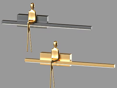Modern Wall Lamps With Sculptural Human Figure Design In Gold And Silver Metal 3d model