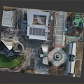 Aerial Planning Model of Urban Development With Modern Buildings Central Square Green Spaces And Roads