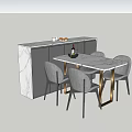 Elegant Modern Dining Table Set With Marble Top And Matching Chairs 3d model