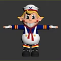 Cute Cartoon Sailor Character In Blue White Red Outfit With Blonde Hair And Outstretched Arms