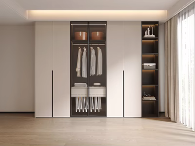 Modern Wardrobe Design With Sliding Doors White Black Internal Storage And Hanging Space 3d model