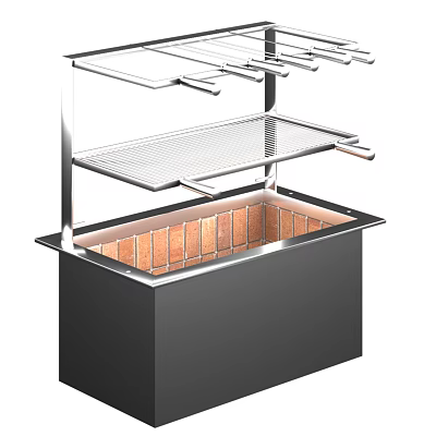 Modern Stainless Steel Stove With Upper Grill Rack And Heating Tray Design 3d model