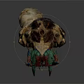 Old Man Face Character Merged With Raven Inspired Mythical Creature Feathers Claws And Green Details