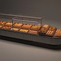Curved Display Shelf With Transparent Glass Cover For Baked Goods And Pastries