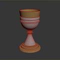 Elegant Gold And Silver Decorative Cup With Intricate Engraved Patterns And Sturdy Base
