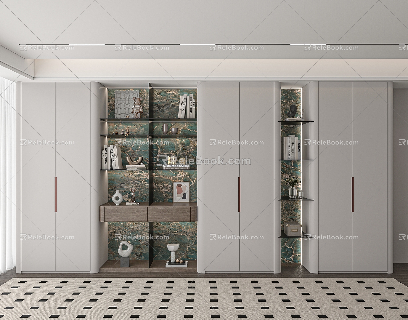 Sideboard Decorative Cabinet Bookcase Entrance Cabinet 3d model