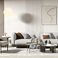 Nordic Sofa Coffee Table Combination 3d model