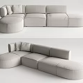 Modern Sectional Sofa With Light Gray Upholstery Modular Design And Plush Cushions 3d model