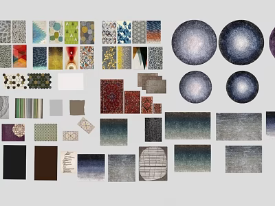 Various Designed Square Rugs With Colorful Patterns And Soft Textures For Home Decor 3d model