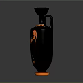 Black Vase With Classical Orange Figure Design And Decorative Patterns