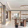 Elegant Modern Dining Room Interior With Marble Wall Golden Decor And Geometric Mirror