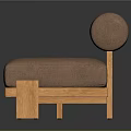 Modern Minimalist Sofa Set with Brown Fabric Upholstery and Wooden Frame Cylindrical Backrest