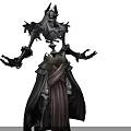 Armored Skeleton Fantasy Game Character With Spiked Crown And Robe Design 3d model