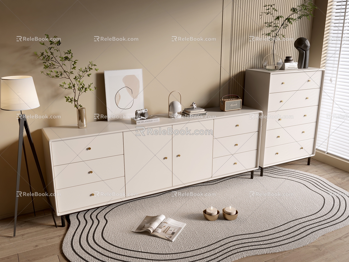 Modern Cream Style Cabinet Whole Cabinet Sideboard Cabinet Balcony Cabinet Storage Cabinet Entrance Cabinet 3d model