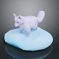 White Fox Game Movie Character With Red Eye Markings Standing On Ice Block