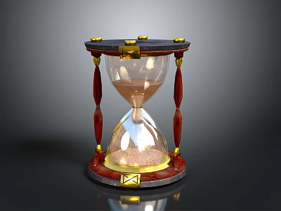 Vintage Hourglass With Wooden Frame Gold Accents And Glass Sand Container 3d model