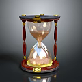 Vintage Hourglass With Wooden Frame Gold Accents And Glass Sand Container