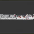 Automated Industrial Production Line With Control Panel Red Components And Conveyor Belt