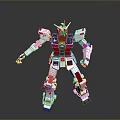 Detailed White Blue Red Gundam Model With Articulated Joints Standing Pose