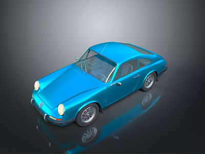 Blue Vintage Sports Car With Shiny Exterior And Classic Design 3D Render 3d model