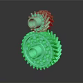 Green Stacked Gears Mechanical Equipment With Reflective Surface And Shiny Finish