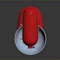 Sleek Red Stand Mixer Featuring Shiny Silver Mixing Bowl And Smooth Base Design