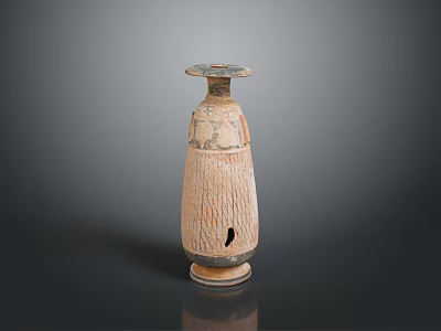 Antique Terracotta Sculpture Vase With Intricate Carved Patterns And Distressed Texture 3d model