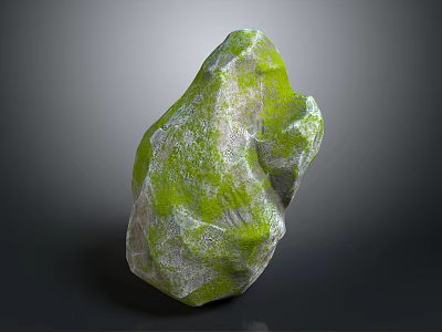 Green Moss Covered Natural Stone With Textured Surface For Garden Decoration 3d model