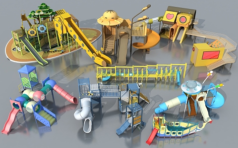 Children'slide children's equipment combination outdoor large slide children's play equipment children's play facilities 3d model