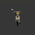 Yellow Motorcycle with Black Seat Chrome Accents Shiny Wheels and Reflection on Dark Surface