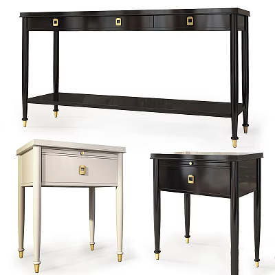 Elegant Modern Dining Tables With Black White Designs Metal Legs And Storage Drawers 3d model