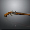 Antique Pistol with Wooden Grip and Polished Metal Barrel Classic Vintage Weapon Design