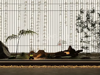 Indoor small landscape Chinese landscape sketch bamboo Chinese landscape new Chinese landscape Song landscape sketch stone combination lighting sketch 3d model