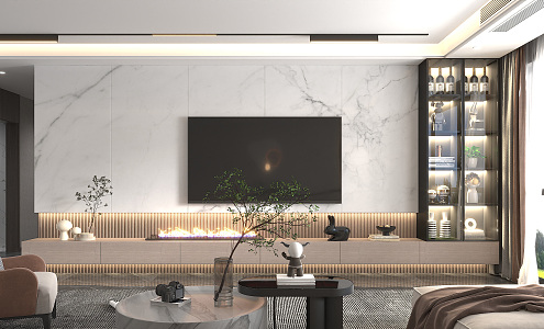 Modern TV background wall Living room TV wall 3d model