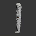 Man in White Astronaut Suit Standing with Detailed Helmet and Full Body Gear