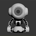 Modern White Robot Design Featuring Round Head Camera Lens And Mechanical Limbs