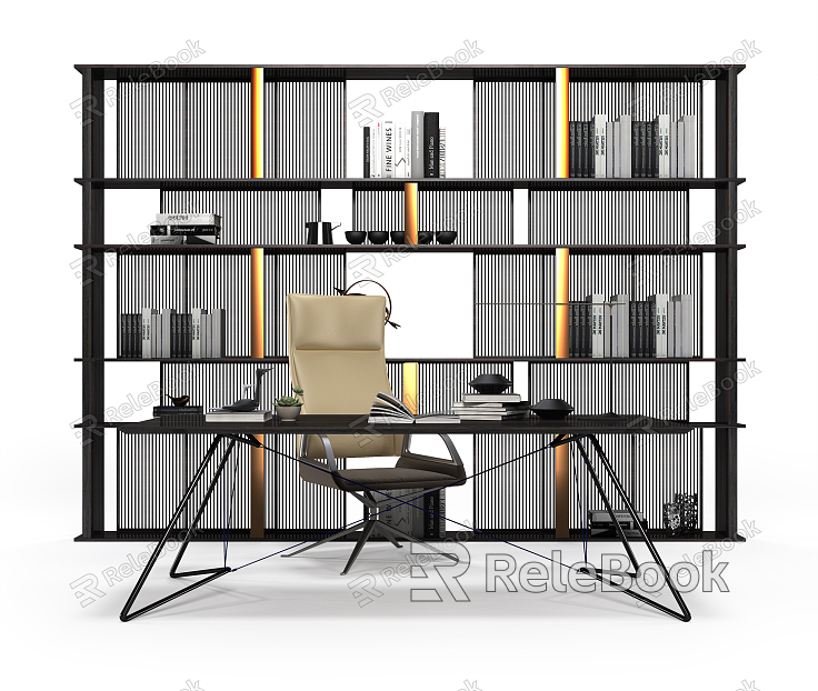 Modern Desk Chair Bookcase Writing Desk model