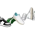 Colorful Sneakers Display With Blue Black White Green Red Styles And Different Soles Design