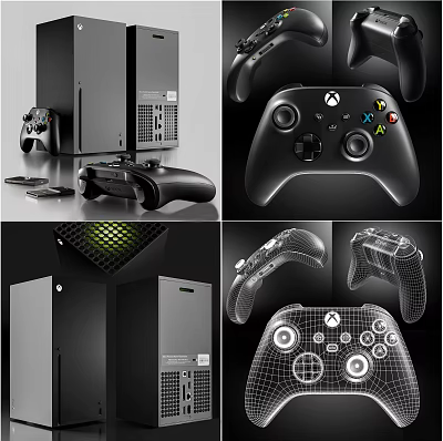 Modern Digital Game Console Controller Featuring Vent Buttons And Wireframe Design View 3d model