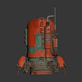Red Spider Legged Robot With Metallic Texture Antenna And Mechanical Details