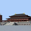 Traditional Chinese Ancient Architecture With Classic Roof Red Walls And Pagoda Structure