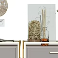Modern Bedside Tables With Gold Metal Frame Drawer And Decorative Items Including Lamp Stuffed Toy